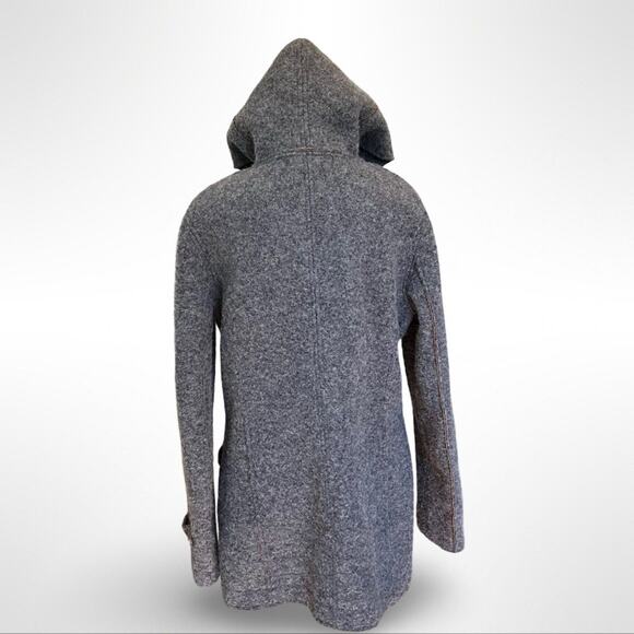 CMP Womens Gray Felt Wool Blend Hooded Coat with Button Front and Pockets Large - Picture 3 of 9